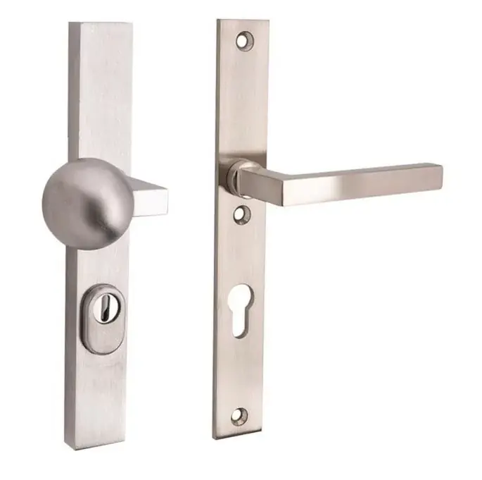 SKG3 PC72 knop/kruk op smalschild Kare/Bauhaus rechts + kerntrekbeveiliging mat nikkel/mat nikkel PVD Hoge Kwaliteit