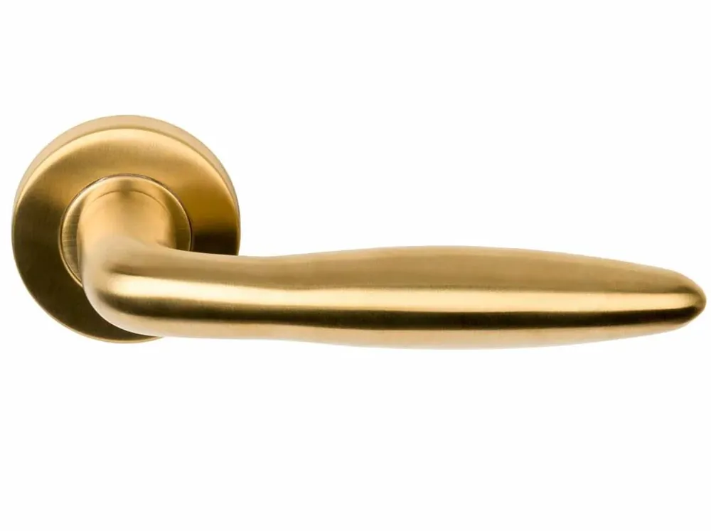 Deurklink BASICS LBXVIIIH op ronde rozet PVD mat goud Finale Uitverkoop