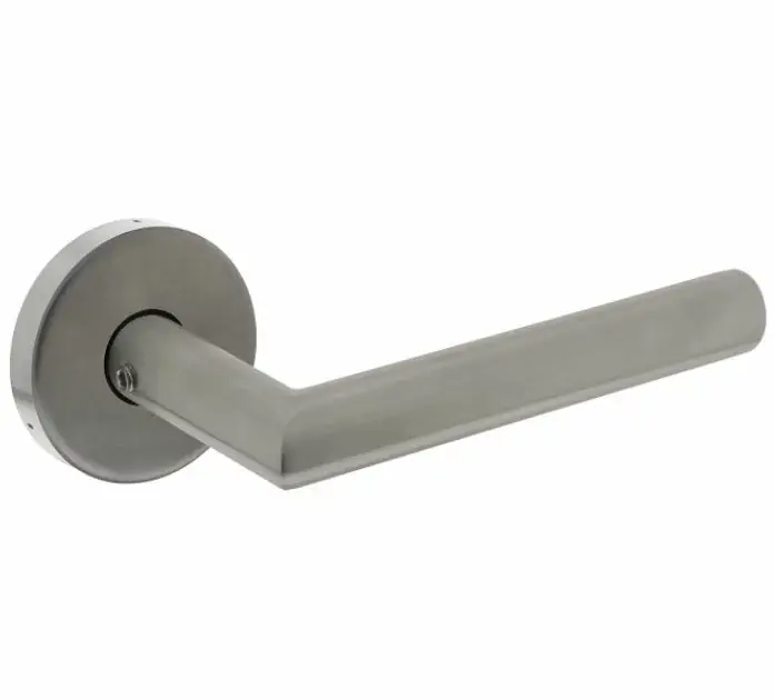 Op = Op Intersteel set achterdeurbeslag rond deurklink Jura met massieve rozetten rvs