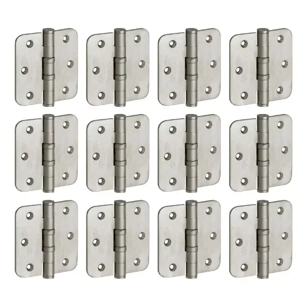 Set van 12 kogellagerscharnieren 76×76 ronde hoek vlak mat nikkel ongelakt Goedkoop