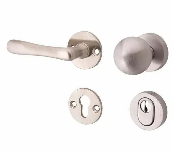 Beperkt Aanbod SKG3 knop/kruk op rozet Linea links + kerntrekbeveiliging mat nikkel/mat nikkel PVD