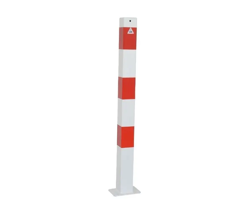 Parkeerpaal vierkant 70 mm, met voetplaat Op = Op