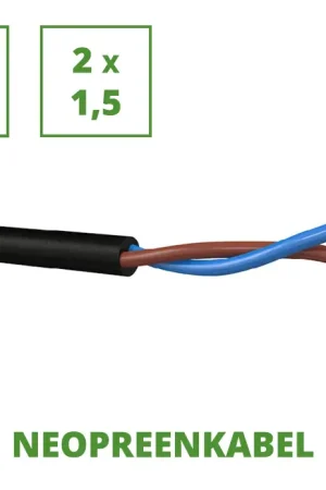 Neopreen 100 mtr. flexibele aansluitkabel 2x1,5 mm² Betrouwbaar
