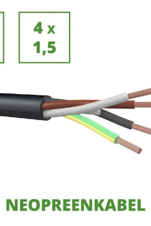 Neopreen 15 mtr. flexibele aansluitkabel 4x1,5 mm² Dagaanbieding
