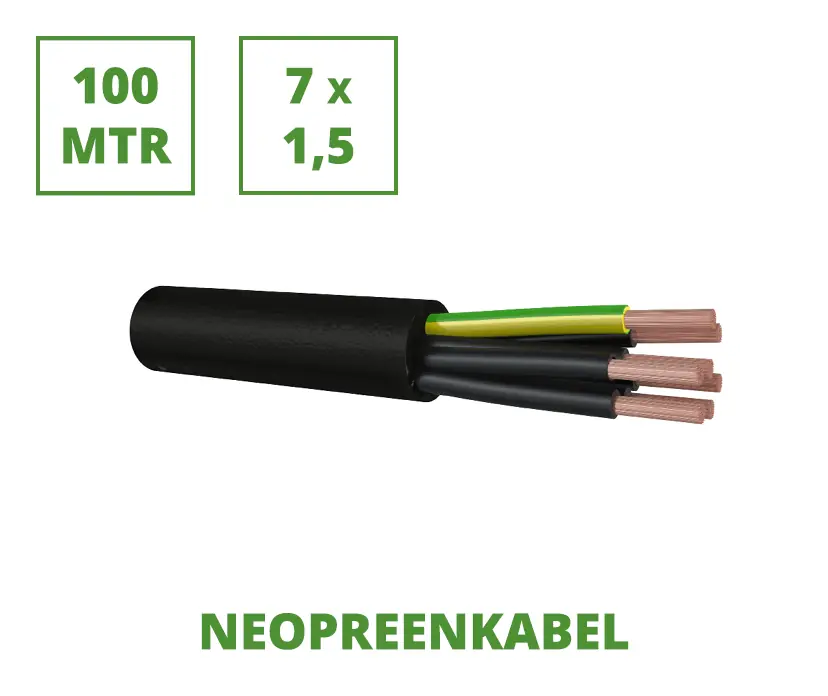 Superprijs Neopreen 100 mtr. flexibele aansluitkabel 7x1,5 mm²