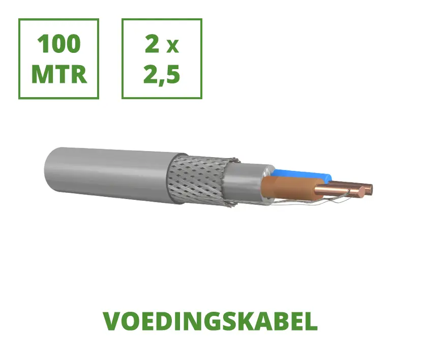 Lage Prijs Voedingskabel 100 mtr. 1 kV gewapend 2x2,5 mm²