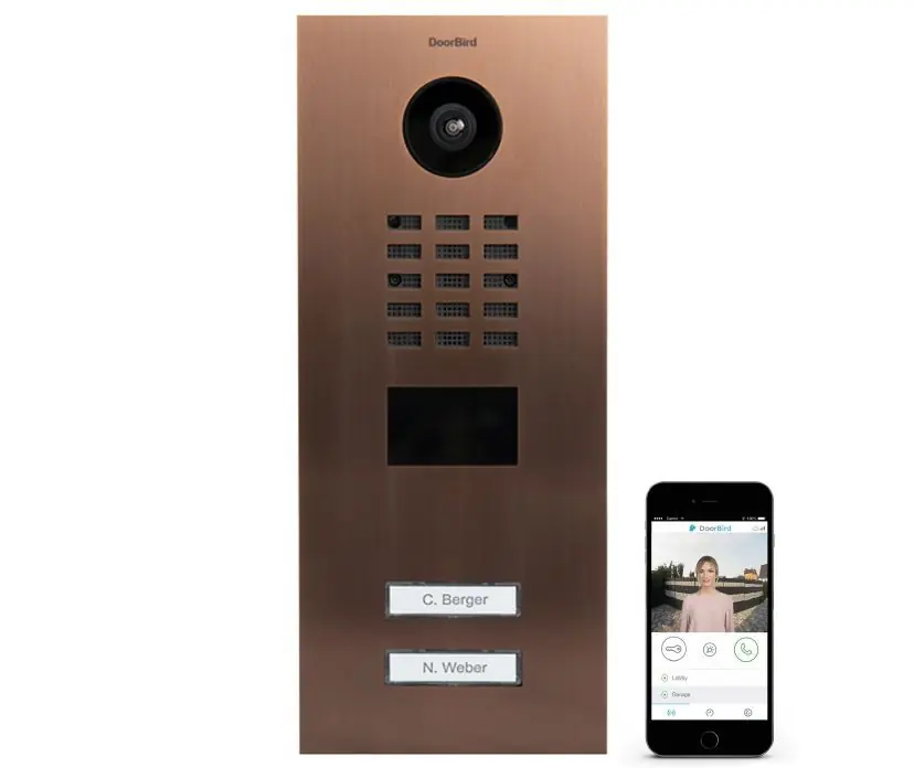 Gecertificeerd DoorBird IP videofoonset D2102V RVS BRONS-FINISH, 2 drukknoppen