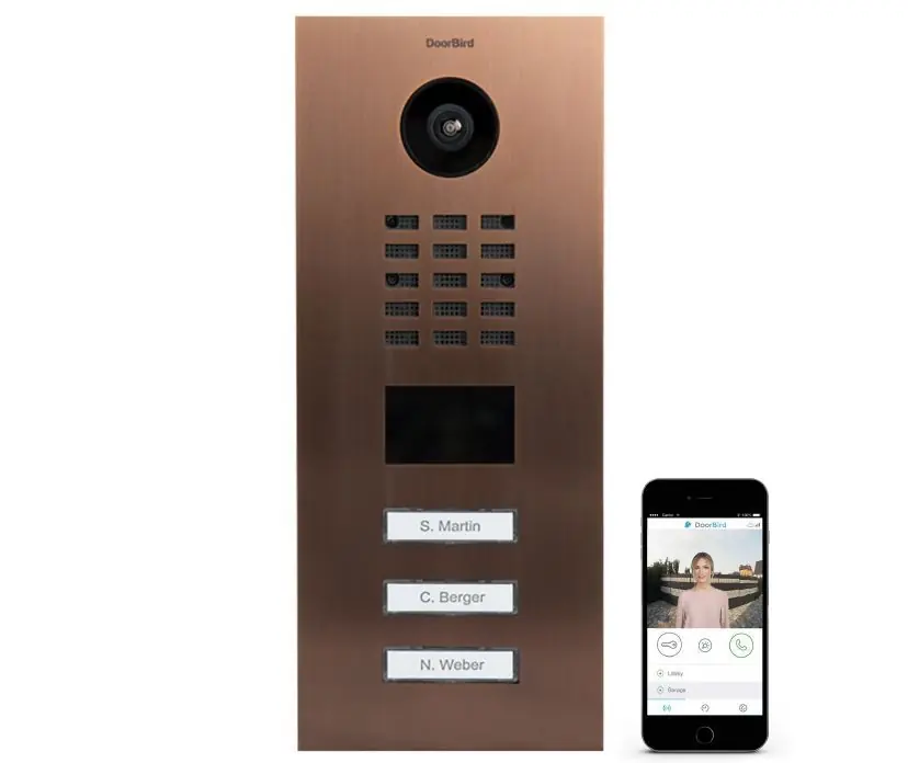 Beperkte Voorraad DoorBird IP videofoonset D2103V RVS BRONS-FINISH, 3 drukknoppen