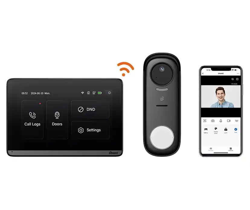 Draadloze video intercomset DK360W DNAKE zwart, 1 knop met binnenpost Bestel Nu