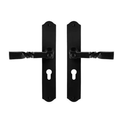 GPF6245.60 smeedijzer zwarte deurkruk Nokka op schild PC55, 238x41x4mm Must-Have