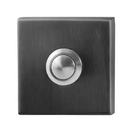 50x50x8 mm PVD antraciet Deurbel vierkant met RVS button Express Levering