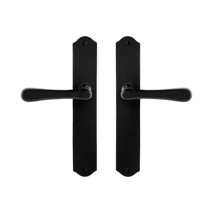 Direct Beschikbaar GPF6240.60 smeedijzer zwarte deurkruk Paju op schild blind, 238x41x4mm