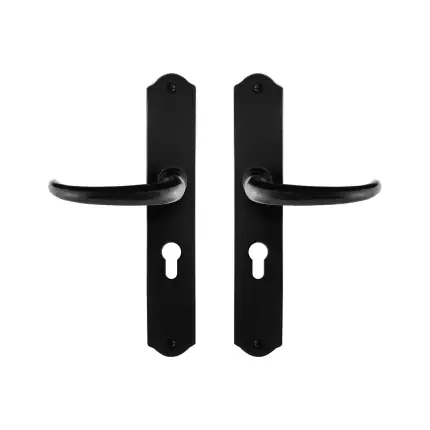 GPF6205.60 smeedijzer zwarte deurkruk Uhka op schild PC55, 238x41x4mm Must-Have