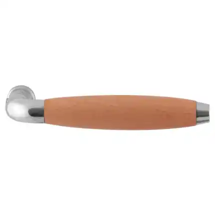 Exclusieve Aanbieding Ika XL deurkruk RVS gepolijst/ beuken trapezium gebogen eindknop