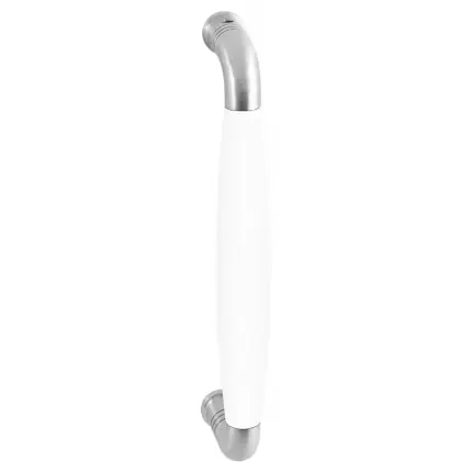 Deurgreep ton model Ika 207mm gebogen nekje RVS geborsteld met wit Speciale Aanbieding