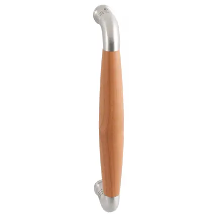 Deurgreep ton model Ika 207mm RVS geborsteld met kersenhout gebogen Favoriet
