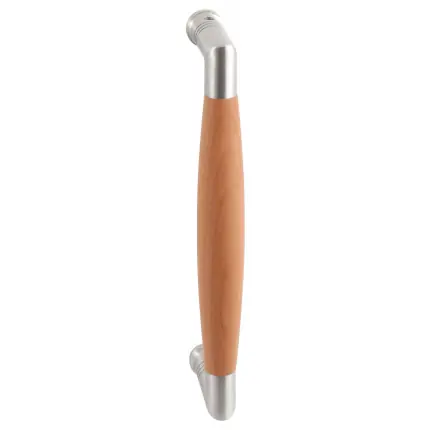 Deurgreep ton model Ika 207mm RVS geborsteld met kersenhout haaks Uitverkoop