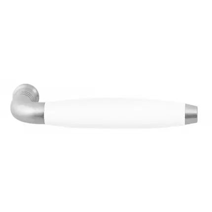 Premium Ika XL deurkruk wit geborsteld RVS trapezium eindknop