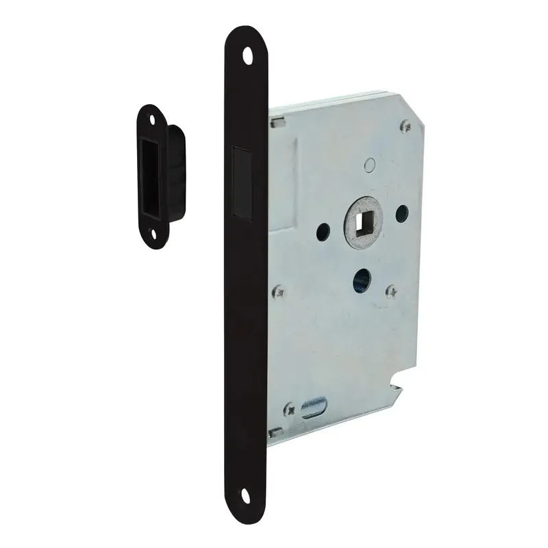 Intersteel Woningbouw magneet loopslot, voorplaat afgerond zwart Uitverkoop