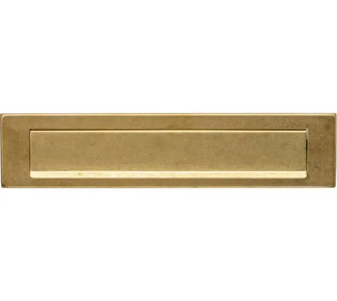 Weekendaanbieding Intersteel Brievenbus Messing Getrommeld met klep/regenrand 340x75mm