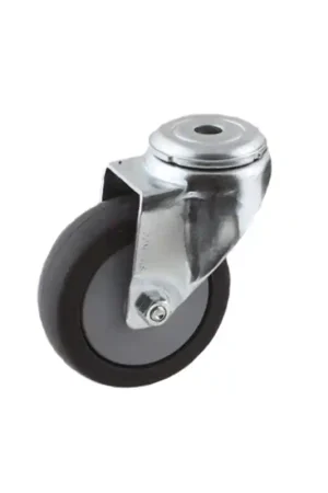 zwenkwiel grijs rubber met gat Superprijs